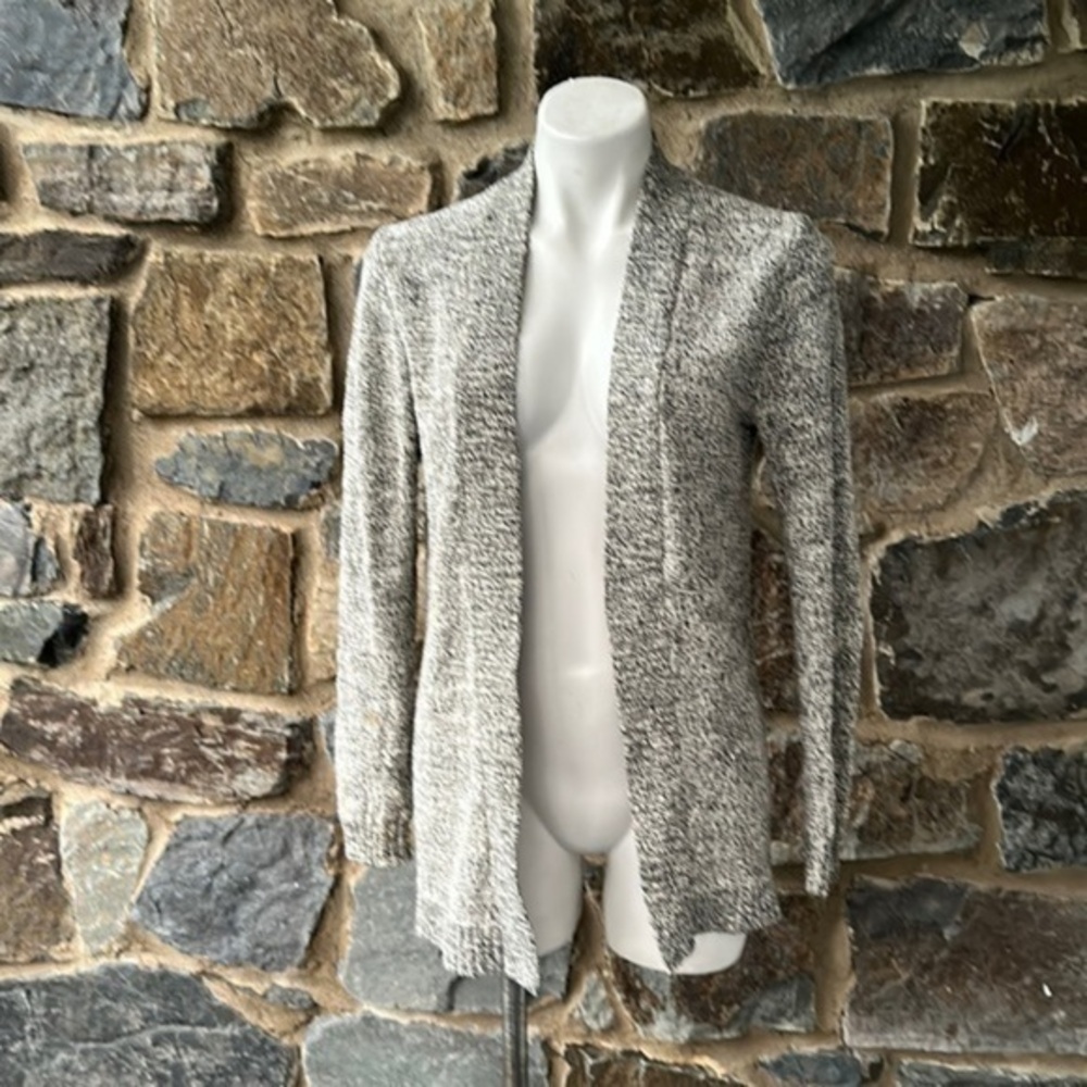 J.Crew Factory Marled-Cotton Open Front Cardigan Sweater in Speckled Gray Size S